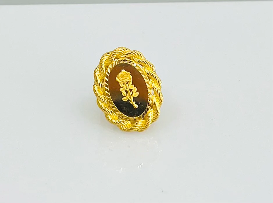 21K Gold Oval Rope Rose Ring