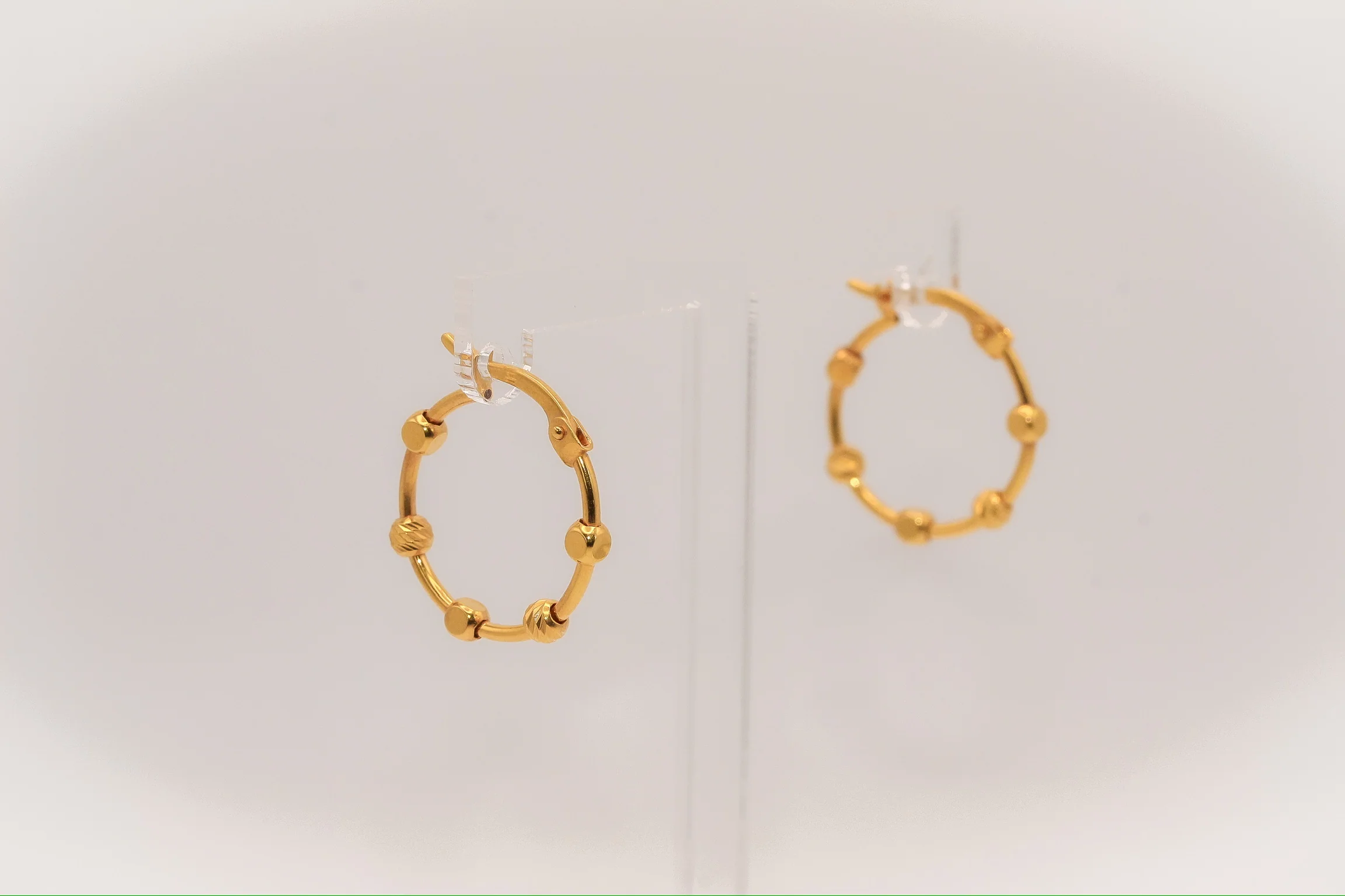 21K Gold Kids Small Beaded Hoop Earrings