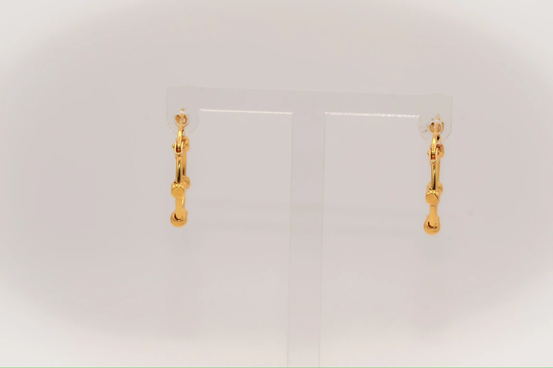 21K Gold Kids Small Beaded Hoop Earrings - Image 2