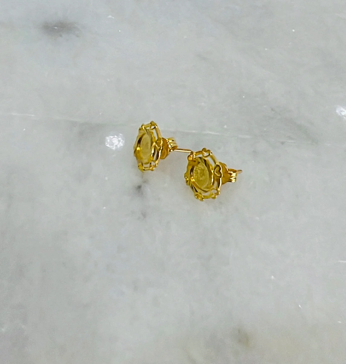 21K Gold Mini Post Coin Earrings - Image 2