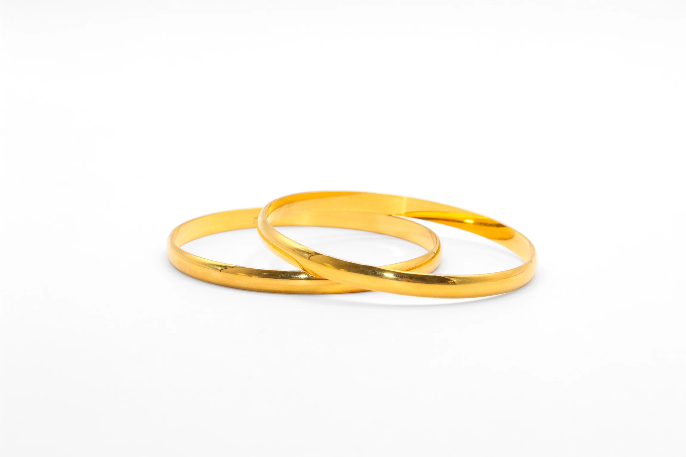 21K Gold Solid Plain Bangles