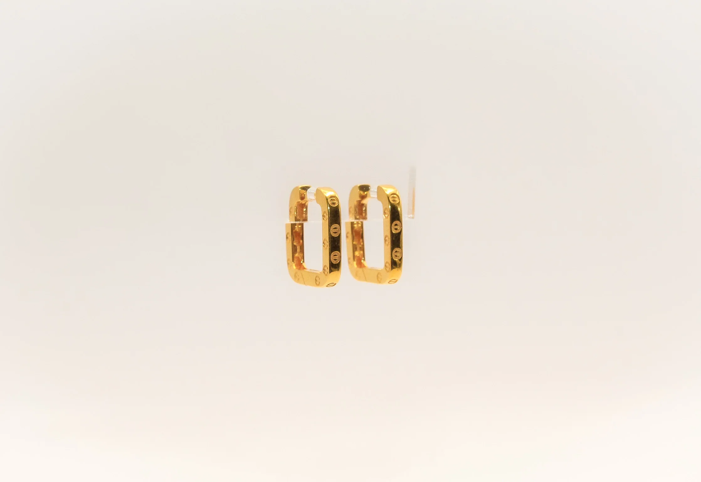 21K Gold Square Mini Huggies Earrings