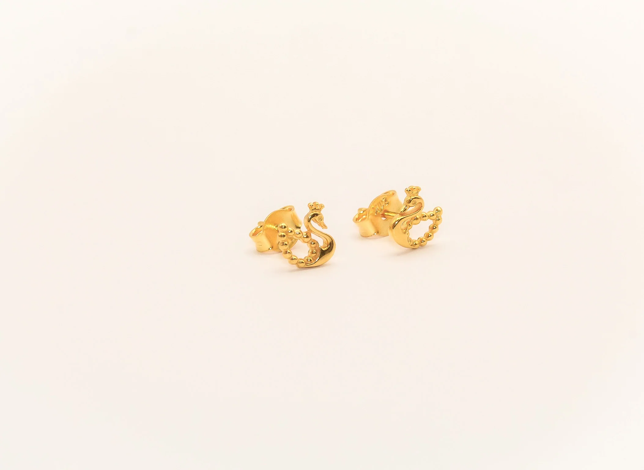 21K Gold Swan Kids Earrings