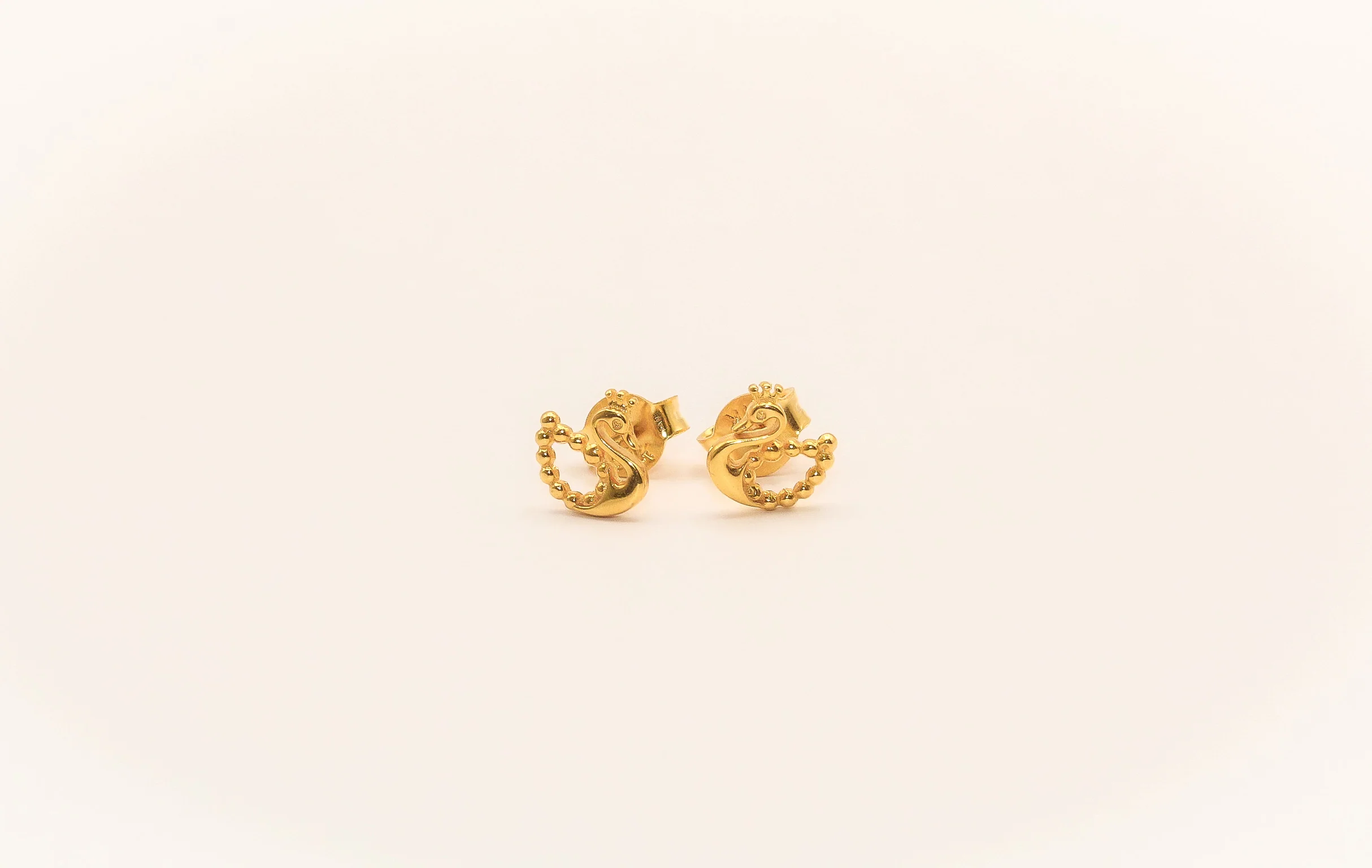 21K Gold Swan Kids Earrings - Image 2