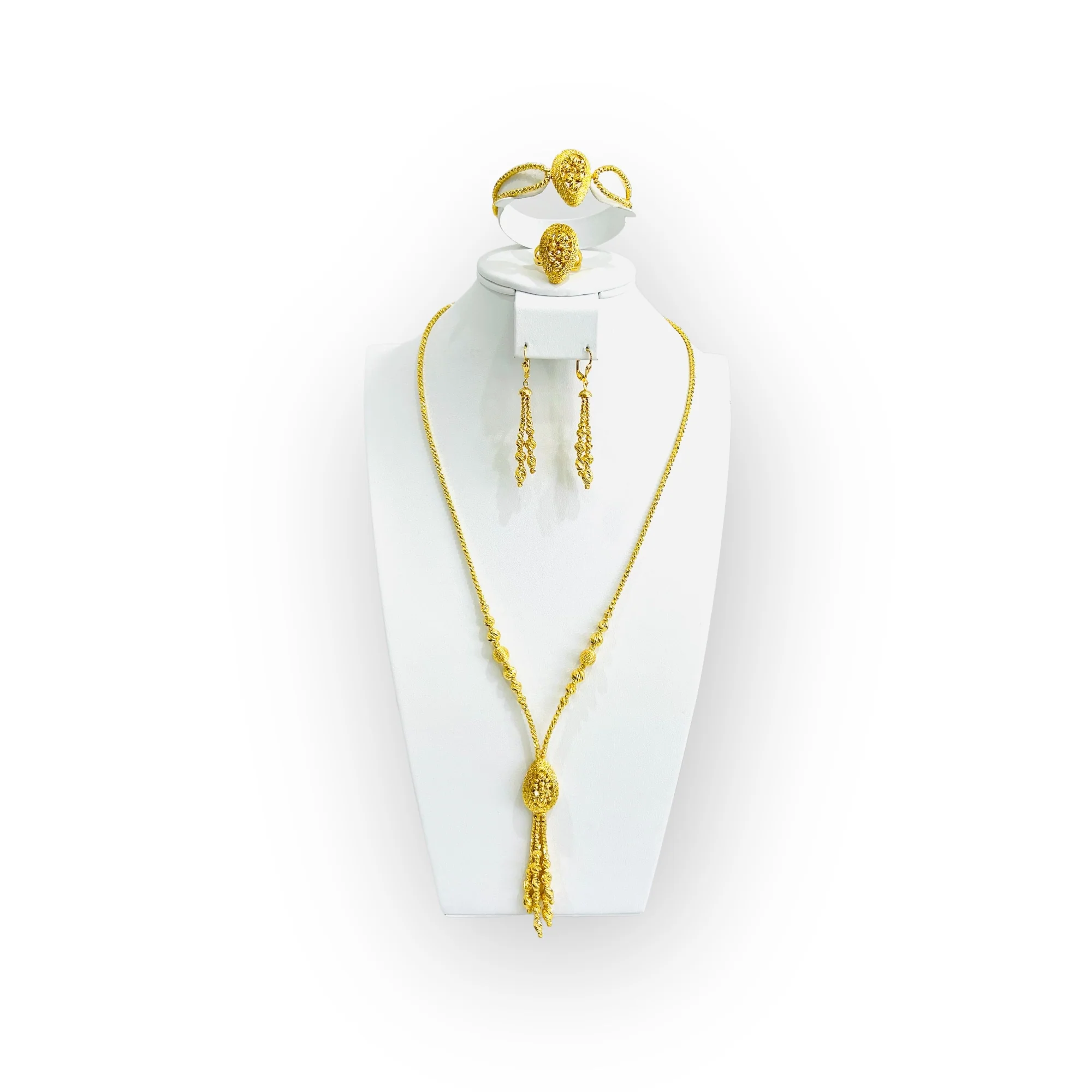 21K Gold Tear Drop Beaded Set
