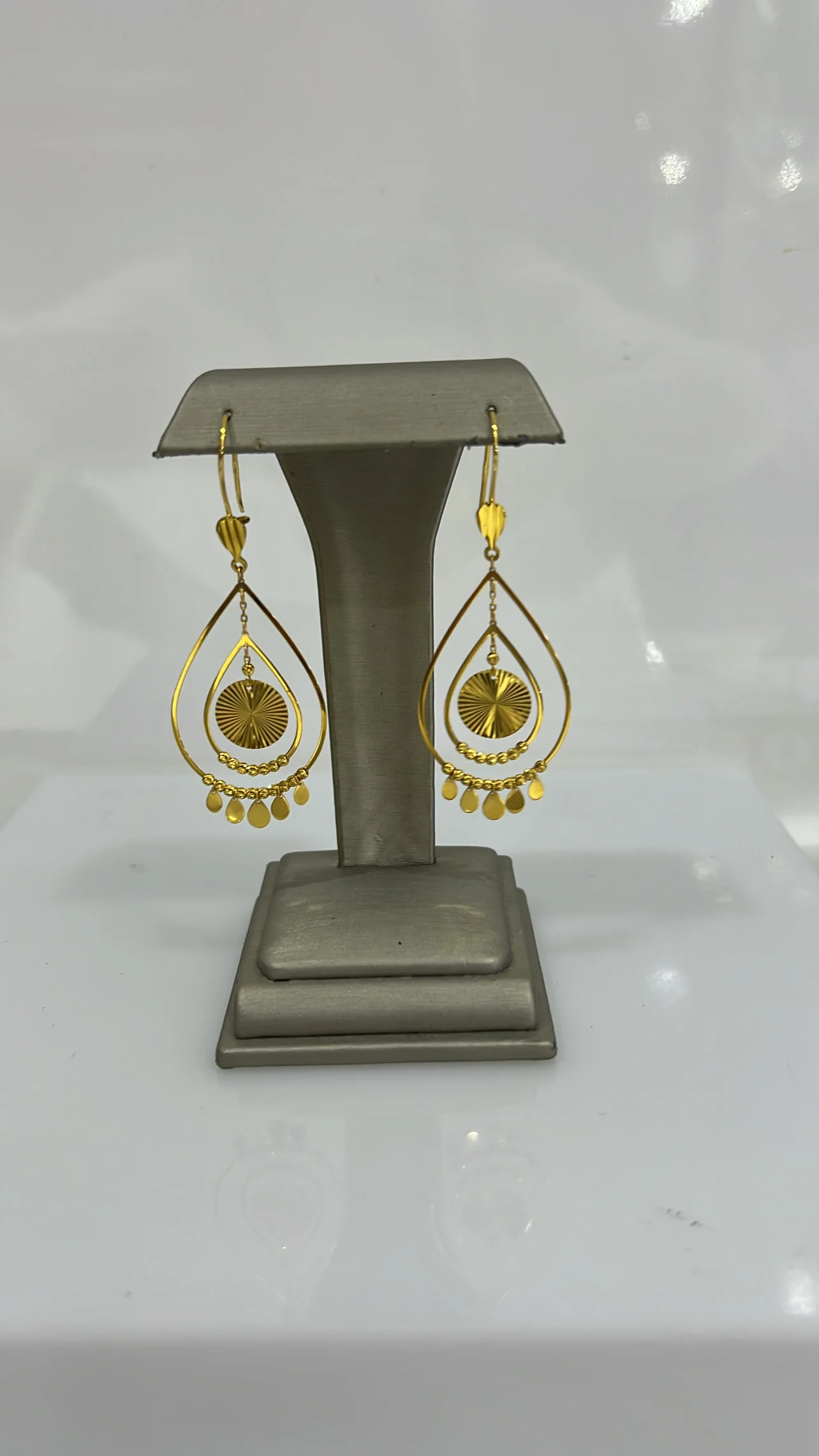 21K Gold Tear Drop Dangle Earrings