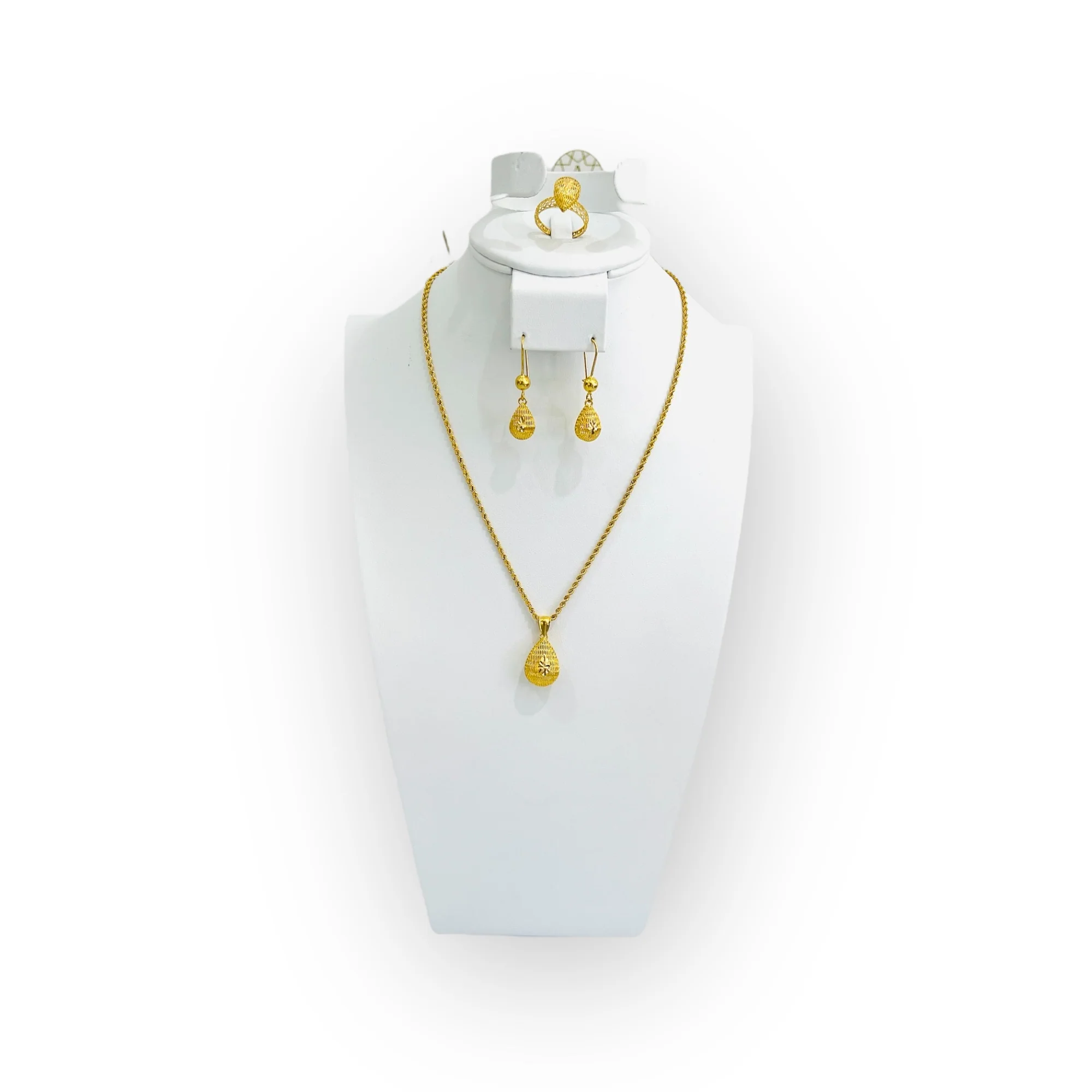 21K Gold Tear Drop Set