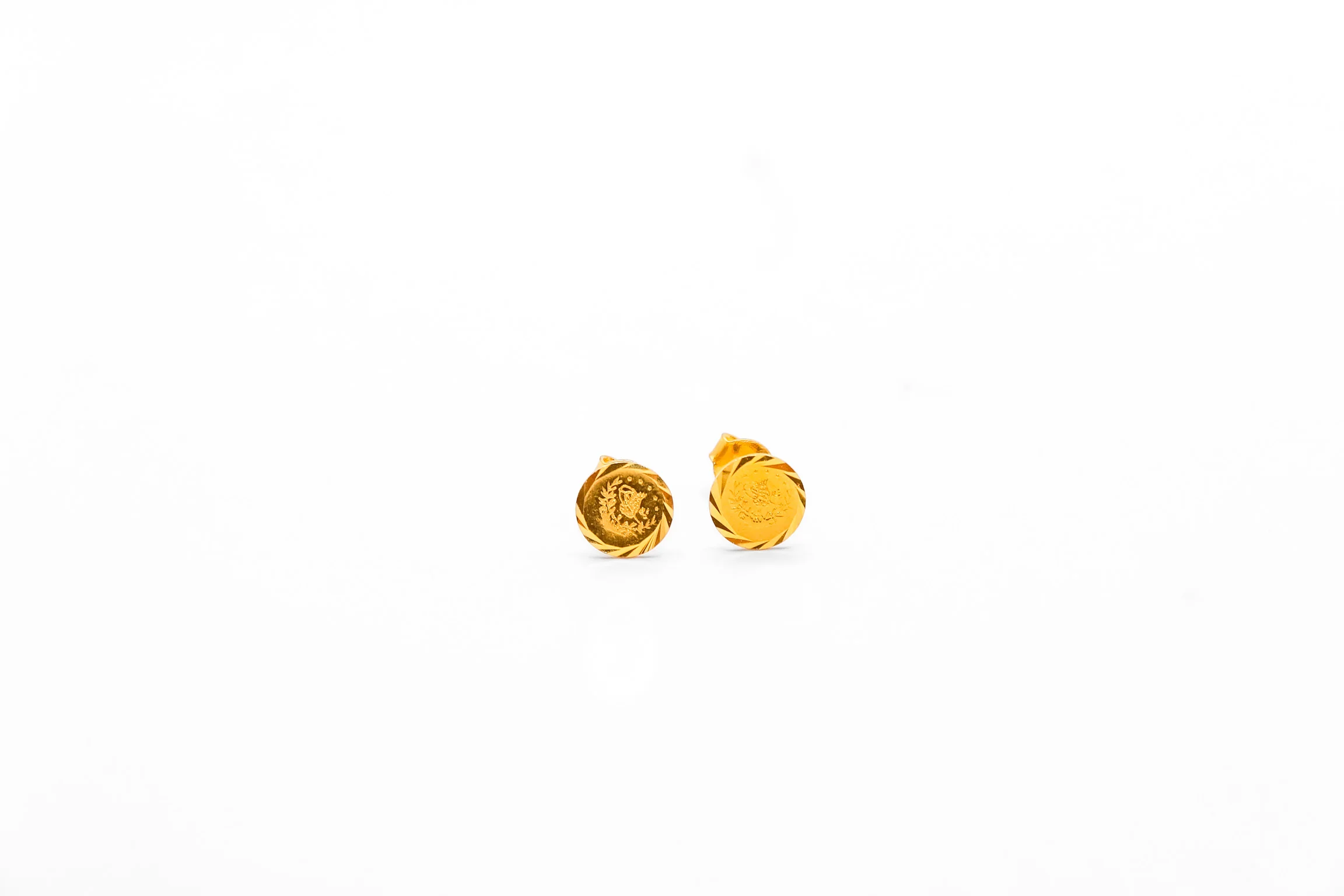 21K Gold Turkish Coin Mini Post Earrings