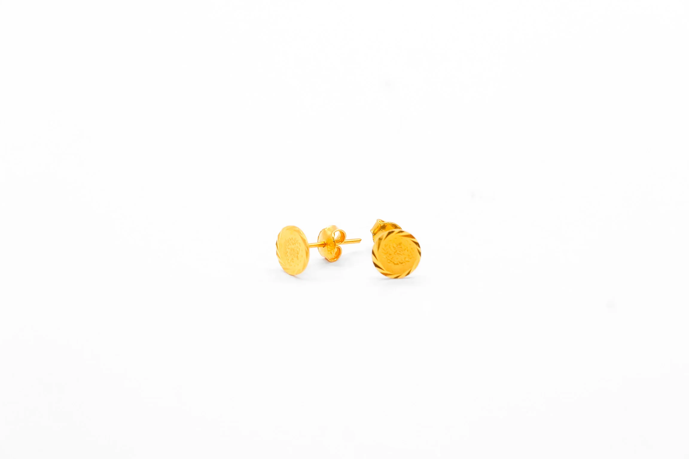 21K Gold Turkish Coin Mini Post Earrings - Image 3