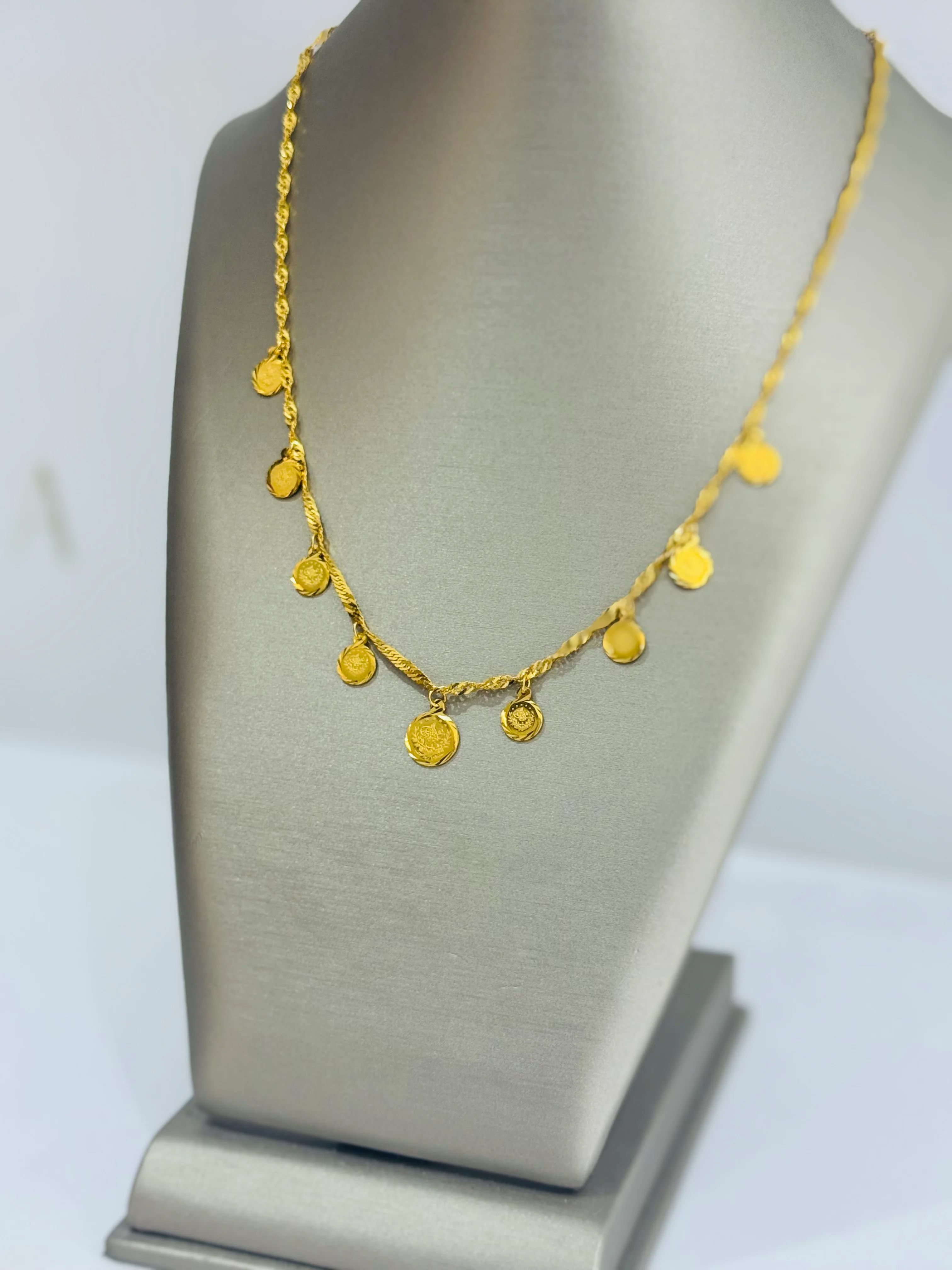 21K Gold Turkish Coin Charm Necklace - Image 2