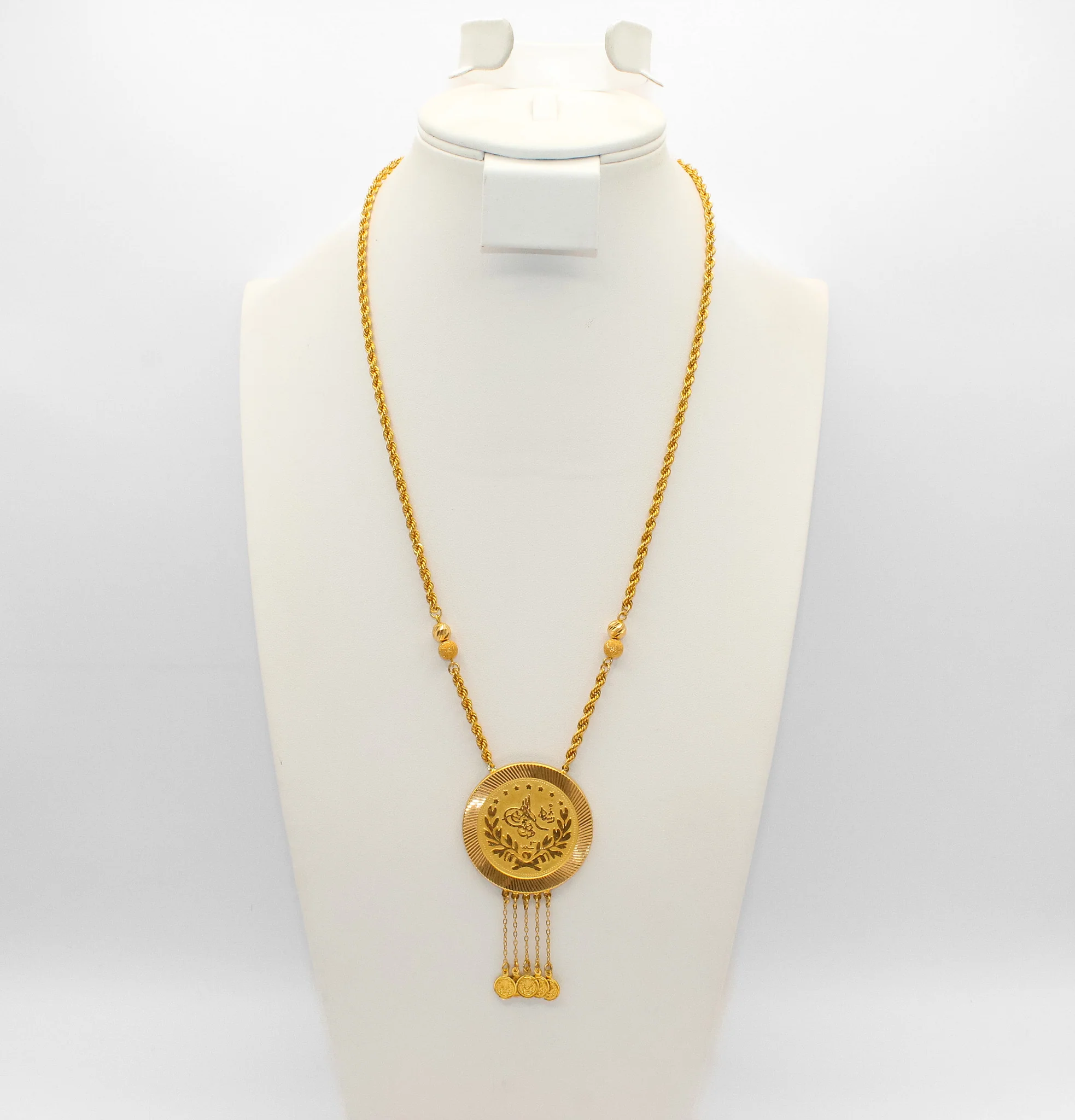 21K Gold Turkish Medal Necklace