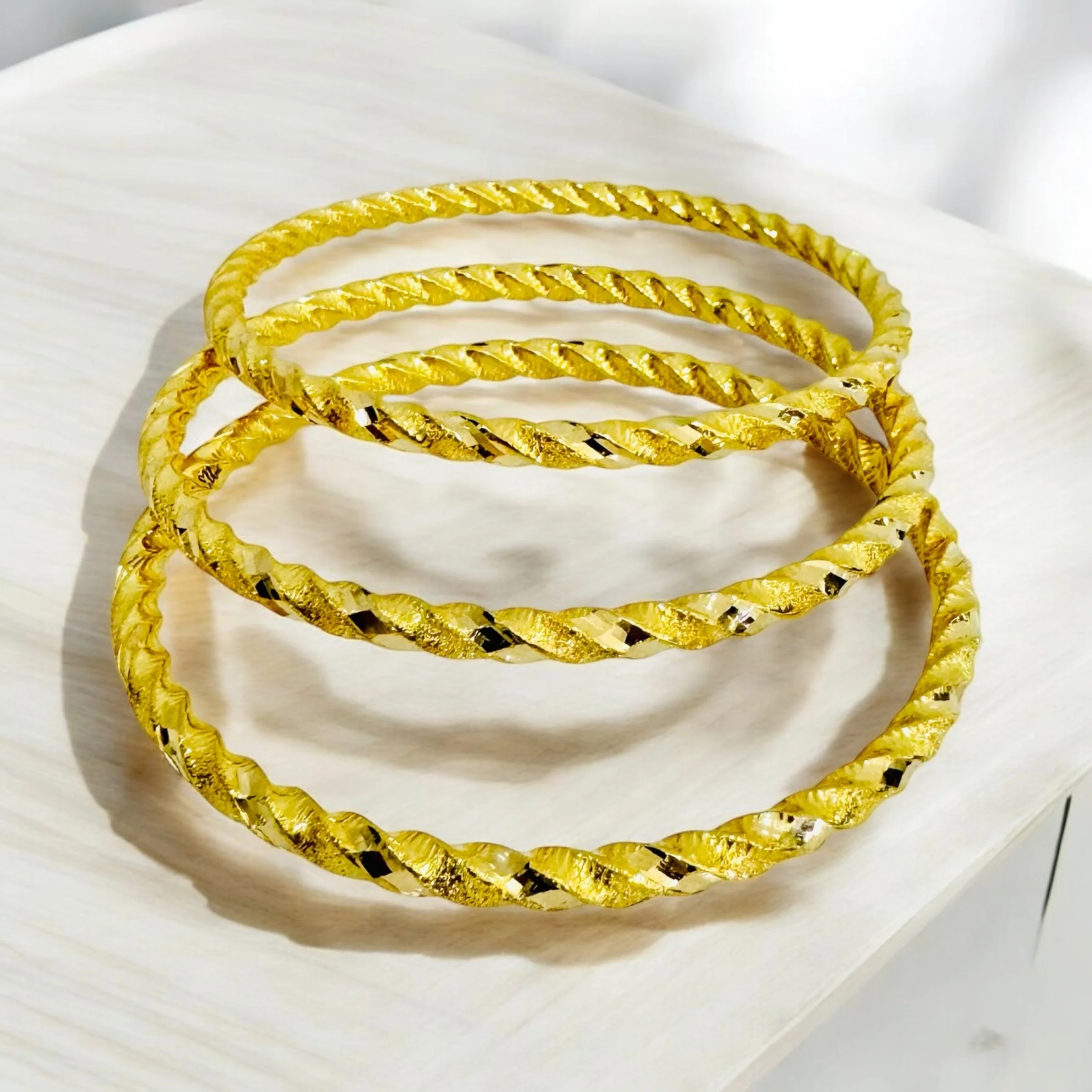 21K Gold Twisted Bangles