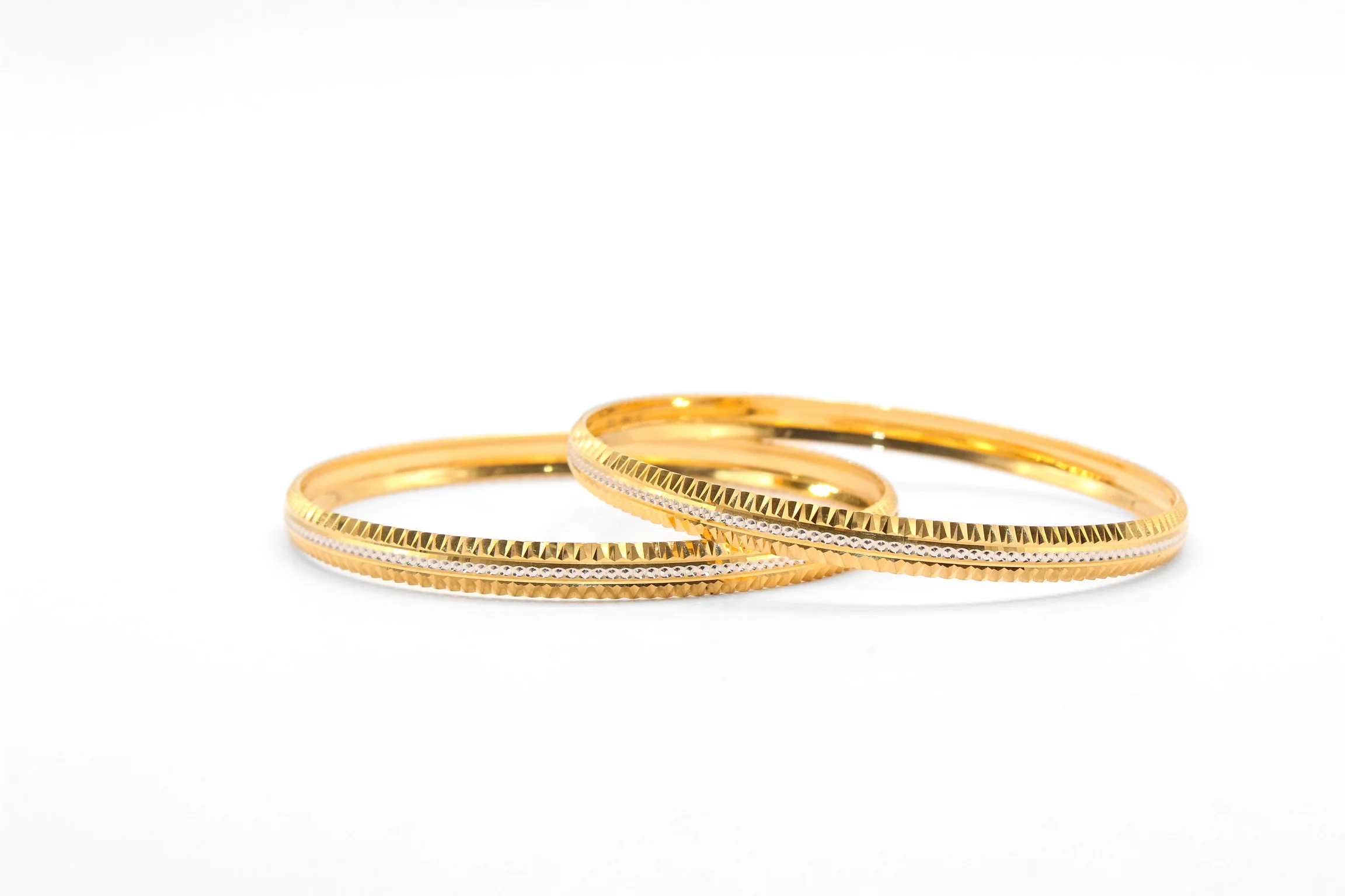 21K Gold Small Two Tone Bangles