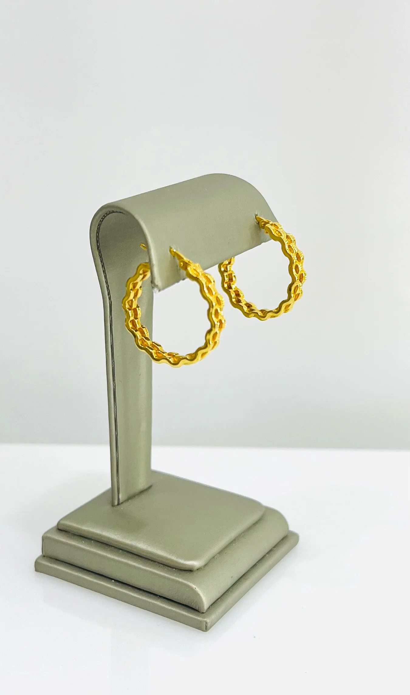 21K Gold Weaved Hoop Earrings - Image 2