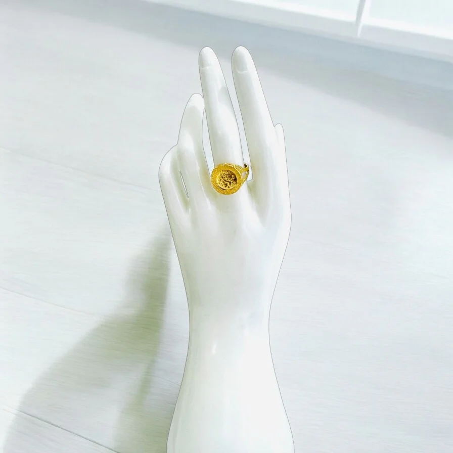 21K Gold Himo Coin Ring
