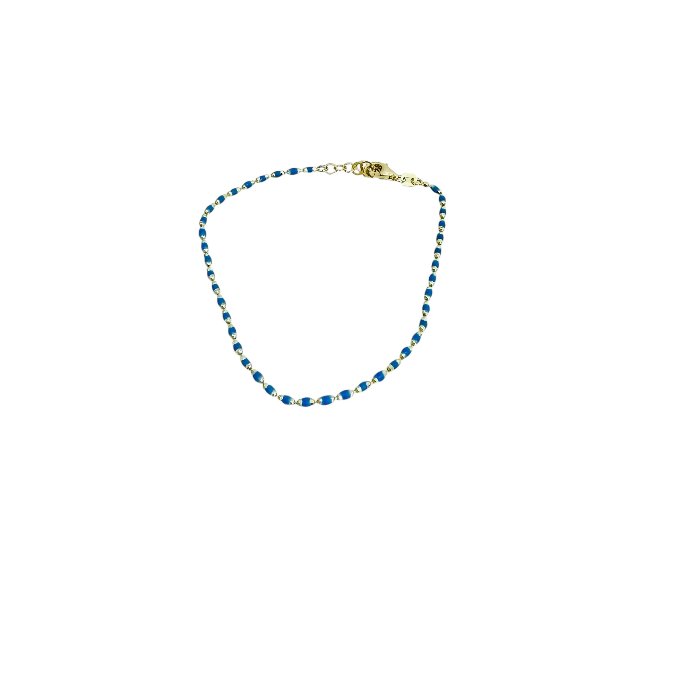 14K Gold Blue Enamel Delicate Half Set - Image 3